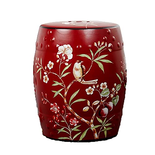 YBAAKZIIR Keramik-Gartenhocker, Keramik-Garten-Guzheng-Trommelhocker, Mehrfarbig, 46 x 28 cm(Red) von YBAAKZIIR