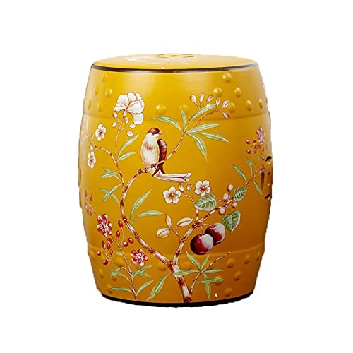 YBAAKZIIR Keramik-Gartenhocker, Keramik-Garten-Guzheng-Trommelhocker, Mehrfarbig, 46 x 28 cm(Yellow) von YBAAKZIIR