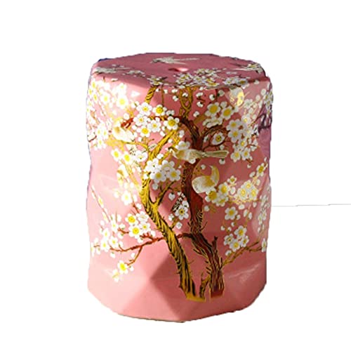 YBAAKZIIR Keramik-Gartenhocker, Keramik Garten Trommelhocker Porzellan Mehrfarbig 41x30cm(Pink) von YBAAKZIIR