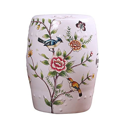 YBAAKZIIR Keramik-Gartenhocker, Keramik Garten Trommelhocker Weiß Floral 29x34x45cm YBAAKZIIR Keramik-Gartenhocker, Keramik Garten Trommelhocker Weiß Floral 29x34x45cm von YBAAKZIIR