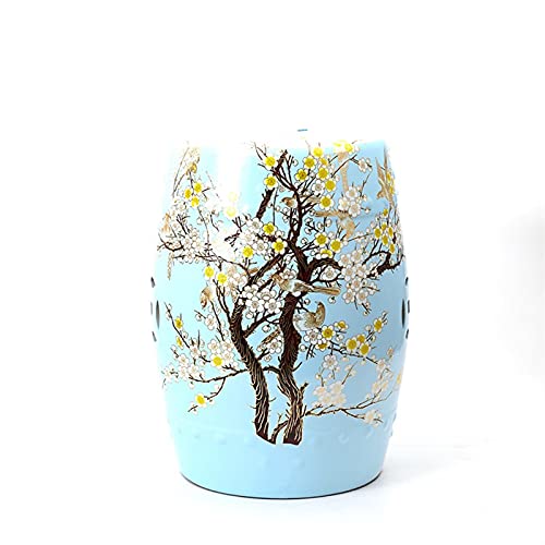 YBAAKZIIR Keramik-Gartenhocker, Keramik-Trommelhocker, Mehrfarbig(Light Blue) von YBAAKZIIR