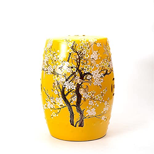 YBAAKZIIR Keramik-Gartenhocker, Keramik-Trommelhocker, Mehrfarbig(Yellow) von YBAAKZIIR