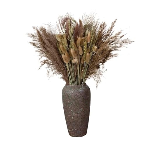 Zuhause mit Blumen dekorieren, 80 Stück getrocknete Pampasgras-Blumenstraußzweige, Mehrfarbig, for Hochzeiten, Heimdekoration, Blumenarrangements(Without Vase B) von YBAAKZIIR