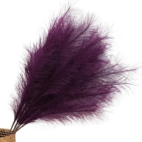 Zuhause mit Blumen dekorieren, Künstlicher Pampasgras-Blumenstrauß, Mehrfarbig, 90–120 cm, Vasenfüller for Zuhause, Hochzeitsdekor(Dark Purple,120CM) von YBAAKZIIR