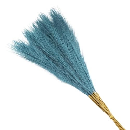 Zuhause mit Blumen dekorieren, Künstlicher Pampasgrasstrauß 55cm 10er Pack Multicolor(Blue) von YBAAKZIIR