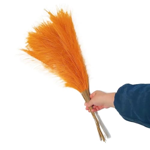 Zuhause mit Blumen dekorieren, Künstliches Pampasgras, 55 cm, Mehrfarbig, Packung mit (5.10.20)(Orange 55cm,5pcs) von YBAAKZIIR
