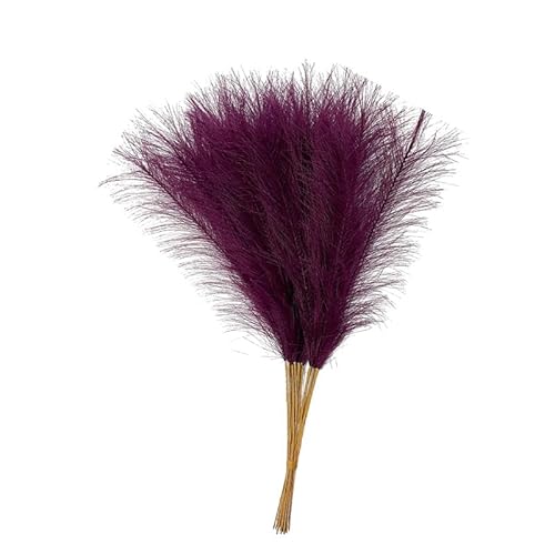 Zuhause mit Blumen dekorieren, Künstliches Pampasgras 55cm Multicolor 10er Packung Deko(Deep Purple) von YBAAKZIIR