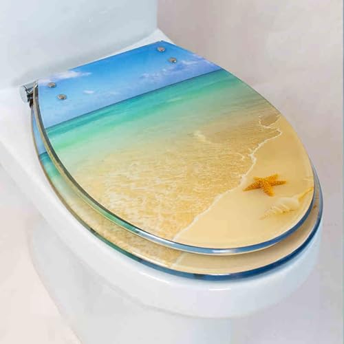 weich geschlossener Toilettensitz, Toilettensitz aus Harz mit Absenkautomatik, mehrfarbig, 43 x 36 cm, for UV-Toiletten in O-Form(Style-1) von YBAAKZIIR