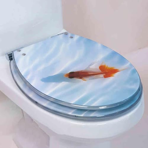 weich geschlossener Toilettensitz, Toilettensitz aus Harz mit Absenkautomatik, mehrfarbig, 43 x 36 cm, for UV-Toiletten in O-Form(Style-2) von YBAAKZIIR