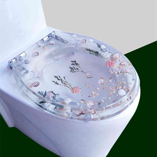 weich geschlossener Toilettensitz, Toilettensitz aus Harz mit Absenkautomatik, mehrfarbig, 43 x 36 cm, for UV-Toiletten in O-Form(Style-7) von YBAAKZIIR