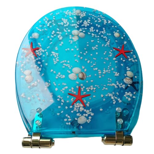 weich geschlossener Toilettensitz, Toilettensitz aus Harz mit Absenkautomatik 40-47x36 cm for halbgeschlossene Toilette(Style - Without Led Light) von YBAAKZIIR