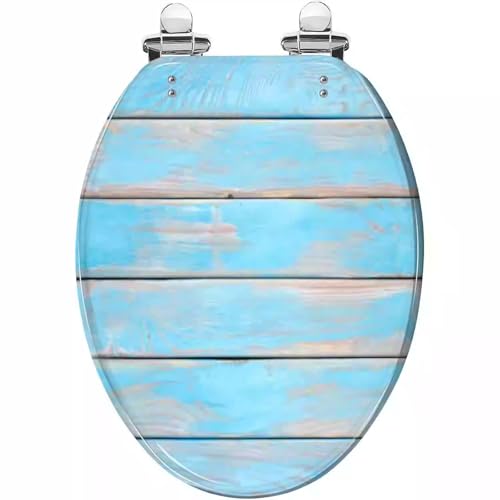weich geschlossener Toilettensitz, Toilettensitz aus Kunstharz, Absenkautomatik, Schnellverschluss, for Toiletten vom Typ U/V/O, 43 x 36 cm, mehrfarbig(Style-2) von YBAAKZIIR