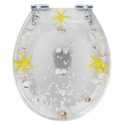 weich geschlossener Toilettensitz, Toilettensitz und Deckel aus Harz for UVO-Form, langsam schließend, mit Druckknopfentriegelung, 43 x 36 cm(Style-14) von YBAAKZIIR