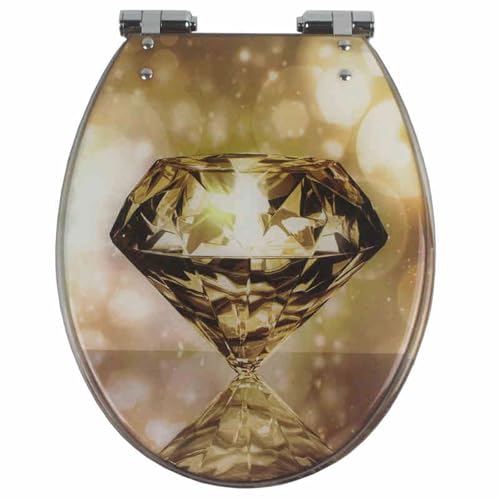 weich geschlossener Toilettensitz, Toilettensitz und Deckel aus Harz for UVO-Form, langsam schließend, mit Druckknopfentriegelung, 43 x 36 cm(Style-17) von YBAAKZIIR