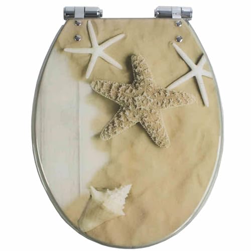 weich geschlossener Toilettensitz, Toilettensitz und Deckel aus Harz for UVO-Form, langsam schließend, mit Druckknopfentriegelung, 43 x 36 cm(Style-3) von YBAAKZIIR