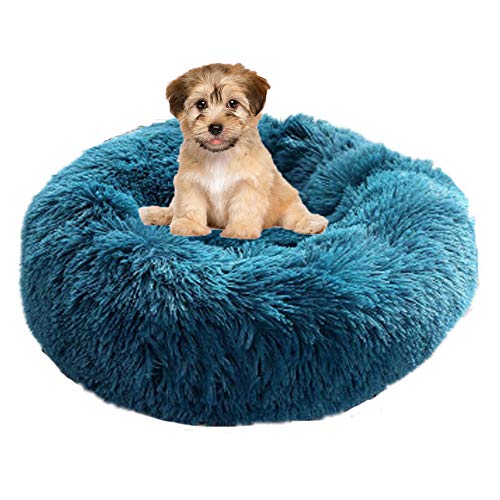 YBBT Katzenbett Rundes Hundebett Kissen Fluffy Plüsch Haustier Bett Weich und bequem, warm,wasserdicht,rutschfest,waschbar Donut Cuddler Nest Geeignet für Katzen,kleine und mittlere Hunde von YBBT