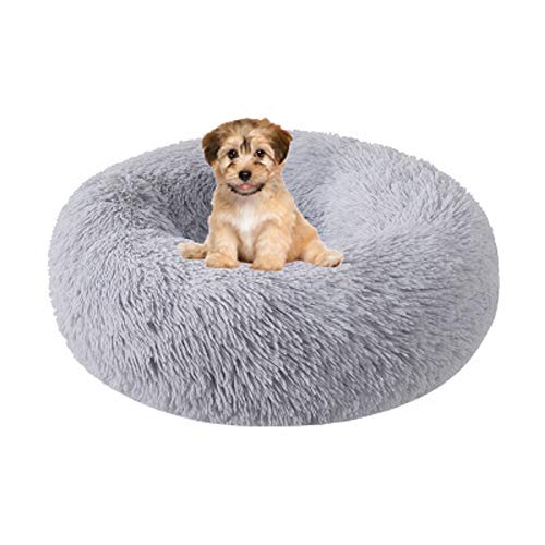 YBBT Katzenbett Rundes Hundebett Kissen Fluffy Plüsch Haustier Bett Weich und bequem, warm,wasserdicht,rutschfest,waschbar Donut Cuddler Nest Geeignet für Katzen,kleine und mittlere Hunde von YBBT