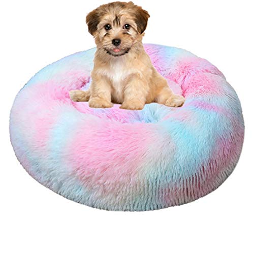 YBBT Katzenbett Rundes Hundebett Kissen Fluffy Plüsch Haustier Bett Weich und bequem, warm,wasserdicht,rutschfest,waschbar Donut Cuddler Nest Geeignet für Katzen,kleine und mittlere Hunde von YBBT