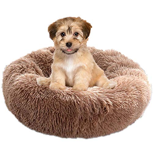 YBBT Katzenbett Rundes Hundebett Kissen Fluffy Plüsch Haustier Bett Weich und bequem, warm,wasserdicht,rutschfest,waschbar Donut Cuddler Nest Geeignet für Katzen,kleine und mittlere Hunde von YBBT