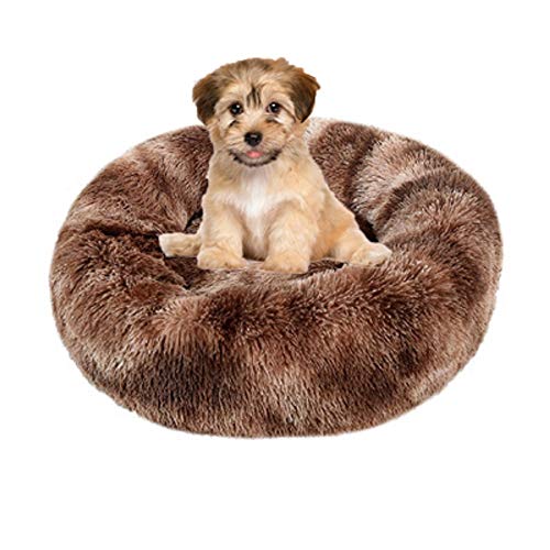 YBBT Katzenbett Rundes Hundebett Kissen Fluffy Plüsch Haustier Bett Weich und bequem, warm,wasserdicht,rutschfest,waschbar Donut Cuddler Nest Geeignet für Katzen,kleine und mittlere Hunde von YBBT