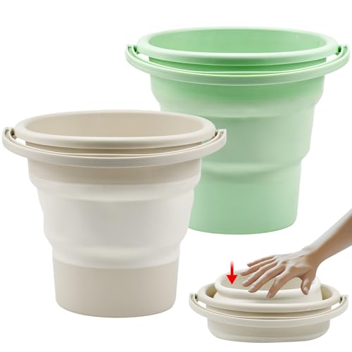 YBCCBY 2 Stück Falteimer 5L Putzeimer Faltbarer Eimer Zusammenklappbarer Klein Wassereimer Platzsparend Wascheimer Foldable Bucket mit Griff Sandeimer Strandeimer für Draußen Angeln Camping von YBCCBY