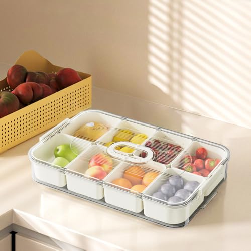 YBCCBY Snackbox mit 8 Fächern Abnehmbare Snackteller mit Deckel Snackschale Rechteckig Snackdose Snack Organizer Picknickdose Snack Aufbewahrungsbox Snack Tray für Gewürzlagerbehälter SüßIgkeiten von YBCCBY