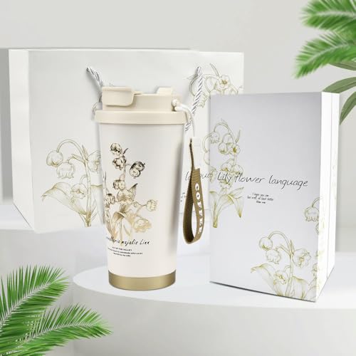 YBCCBY Thermobecher Kaffee 530ml Kaffeebecher Isolierbecher Keramikfutter Kaffeetasse mit Deckel Thermostasse Auslaufsicher Thermo Teebecher mit Sieb Thermotrinkbecher für Heiße und Kalte Getränke von YBCCBY