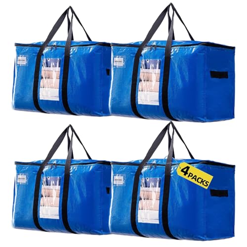 YBCPACK 4er-Set Umzugstaschen XXL 102L mit Sichtfenster - Wasserdichte Transporttaschen mit Reißverschluss & U-Griffen - Strapazierfähige Alternative zu Umzugskartons für Camping, Reisen, Lagerung YBCPACK 4er-Set Umzugstaschen XXL 102L mit Sichtfenster - Wasserdichte Transporttaschen mit Reißverschluss & U-Griffen - Strapazierfähige Alternative zu Umzugskartons für Camping, Reisen, Lagerung von YBCPACK