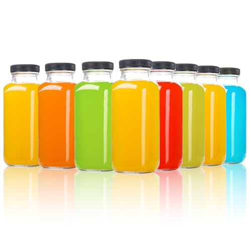 YBCPACK Smoothie Flaschen Glas 250ml, 8 Stück Wiederverwendbare Glasflaschen zum Befüllen, Leere Saftflaschen mit Deckel für Saft, Milch, Eistee und Smoothie to go YBCPACK Smoothie Flaschen Glas 250ml, 8 Stück Wiederverwendbare Glasflaschen zum Befüllen, Leere Saftflaschen mit Deckel für Saft, Milch, Eistee und Smoothie to go von YBCPACK