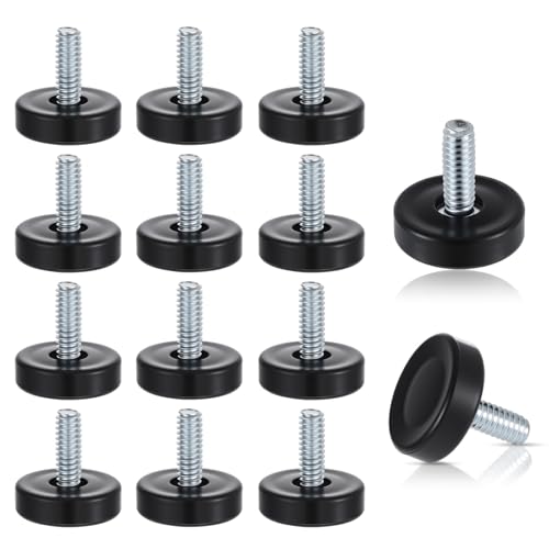 YBEATY Möbelfüße mit Gewinde, 6,35 mm Nivellierfüße, zum Anschrauben, verstellbare Möbelbeine, Nivellierer, Gewinde für Beine, Barhocker, Tisch, Stuhl, Hocker, 12 Stück von YBEATY