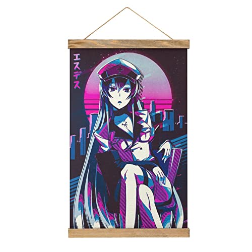 Anime Akame Ga Kill Esdeath Scroll Poster Stoff Bild Kunst Holz DIY Rahmen Hängende Druck Aufhänger für Raum Dekor Öl Leinwand Kit Geschenk von YBEL