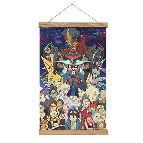 Anime Gurren Lagann Scroll Poster Stoffbild Kunst Holz DIY Rahmen Hängende Druck Aufhänger für Raumdekoration Öl Leinwand Kit Geschenk von YBEL