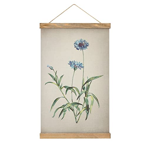 Blaue Kornblumen botanische Vintage Scroll Poster Stoff Bild Kunst Holz DIY Rahmen Hängende Druck Aufhänger für Raum Dekor Öl Leinwand Kit Geschenk von YBEL