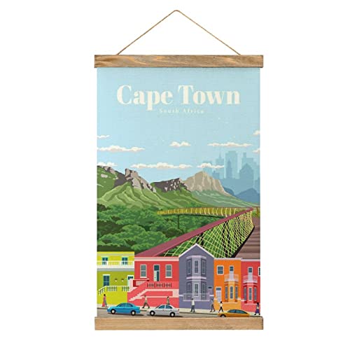 Cape Town Vintage Reise Scroll Poster Stoff Bild Kunst Holz DIY Rahmen Hängende Druck Aufhänger für Raumdekoration Öl Leinwand Kit Geschenk von YBEL