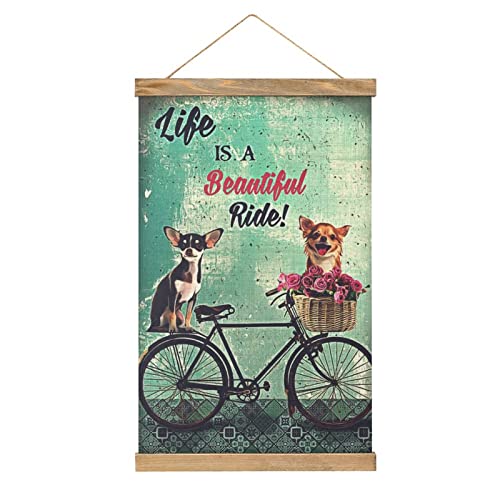 Chihuahua Tier Scroll Poster Stoff Bild Kunst Holz DIY Rahmen hängende Druck Aufhänger für Raumdekoration Öl Leinwand Kit Geschenk von YBEL