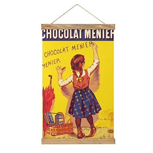 Chocolat Menier Scroll Poster Stoff Bild Kunst Holz DIY Rahmen Hängende Druck Aufhänger für Raumdekoration Öl Leinwand Kit Geschenk von YBEL