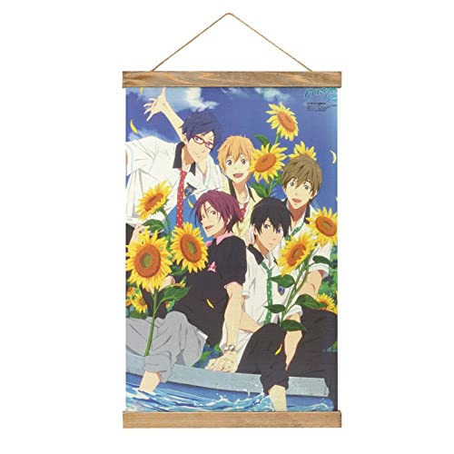 Free! Iwatobi Swim Club Anime Scroll-Poster Stoffbild Kunst Holz DIY Rahmen Hängender Druck Aufhänger für Raumdekoration Öl Leinwand Kit Geschenk von YBEL