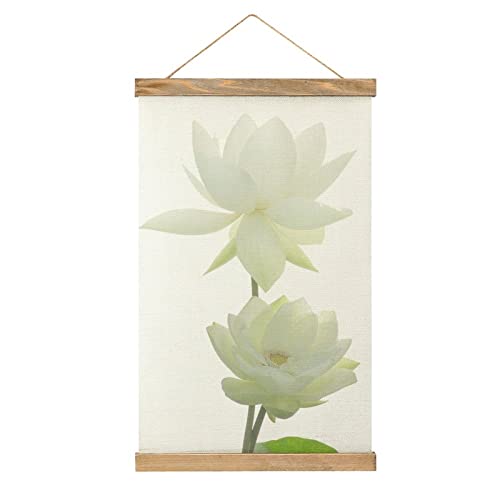 Magnetische Schriftrolle, zwei weiße Lotusblumen, Pflanzenaufhänger, Poster, DIY-Wand, Stoffdekoration, hängende Gemälde, Rahmen-Set, Halter für Wohnzimmer von YBEL