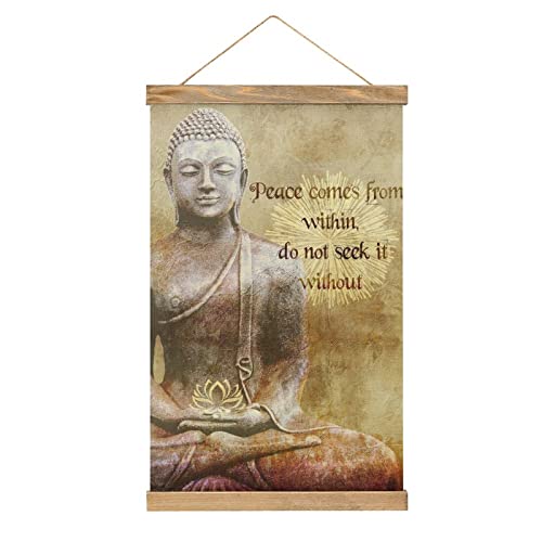 Magnetische Schriftrolle Buddha Frieden Kleiderbügel Poster DIY Wand Stoff Dekor Hängende Gemälde Rahmen Kit Halter für Wohnzimmer von YBEL