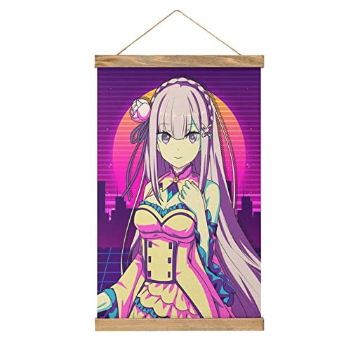 Magnetische Scroll Re Zero Emilia Anime Kleiderbügel Poster DIY Wand Stoff Dekor Hängende Gemälde Rahmen Kit Halter für Wohnzimmer von YBEL