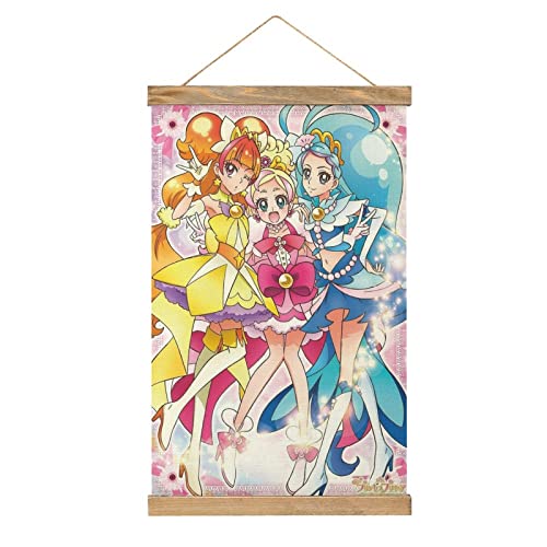 Smile PreCure! Anime-Scroll-Poster, Stoffbild, Kunst, Holzrahmen, zum Aufhängen, für Raumdekoration, Öl-Leinwand-Kit, Geschenk von YBEL