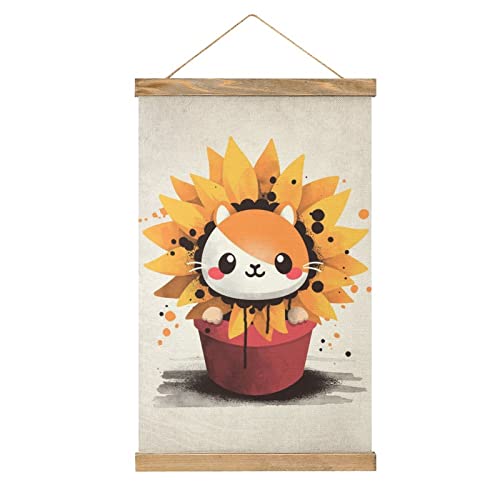 Sonnenblume Hamster Tier Scroll Poster Stoff Bild Kunst Holz DIY Rahmen Hängende Druck Aufhänger für Raum Dekor Öl Leinwand Kit Geschenk von YBEL