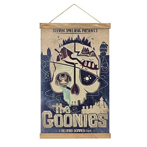 YBEL Vintage The Goonies Scroll-Poster Stoffbild Kunst Holz DIY Rahmen Hängende Druck Aufhänger für Raumdekoration Öl Leinwand Kit Geschenk von YBEL