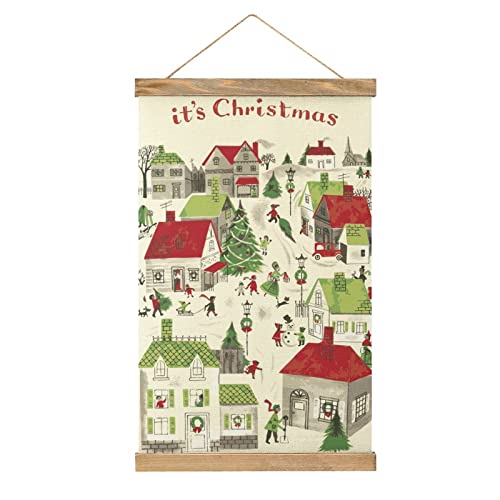 Weihnachten Dekorative Scroll Poster Stoff Bild Kunst Holz DIY Rahmen Hängende Druck Aufhänger für Raumdekoration Öl Leinwand Kit Geschenk von YBEL