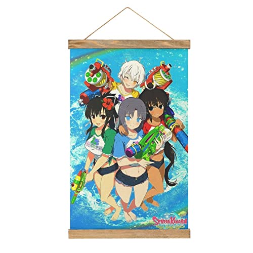 YBEL Anime Senran Kagura Scroll-Poster Stoffbild Kunst Holz DIY Rahmen Hängende Druck Aufhänger für Raumdekoration Öl Leinwand Kit Geschenk von YBEL