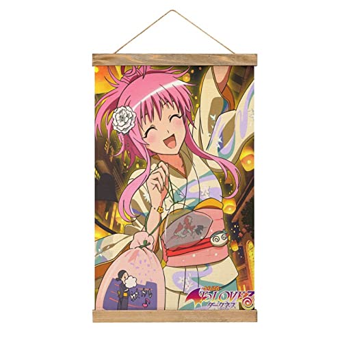 YBEL Anime To Love RU Scroll-Poster Stoffbild Kunst Holz DIY Rahmen Hängende Druck Aufhänger für Raumdekoration Öl-Leinwand Kit Geschenk von YBEL