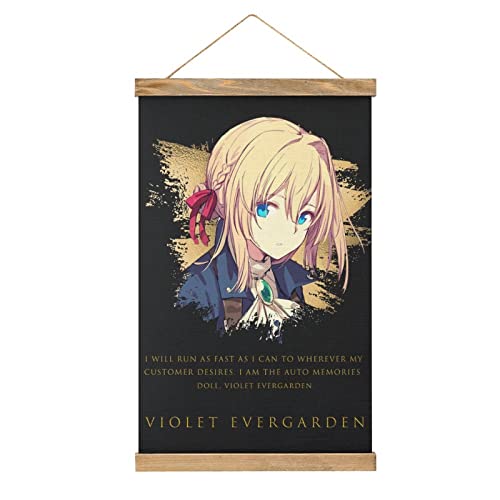 YBEL Anime Violet Evergarden Scroll-Poster Stoffbild Kunst Holz DIY Rahmen Hängende Druck Aufhänger für Raumdekoration Öl Leinwand Kit Geschenk von YBEL