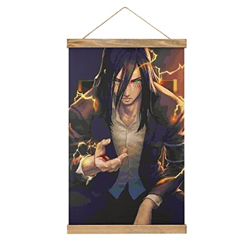 YBEL Attack On Titan Anime Scroll-Poster Stoffbild Kunst Holz DIY Rahmen Hängender Druck Aufhänger für Raumdekoration Öl Leinwand Kit Geschenk von YBEL