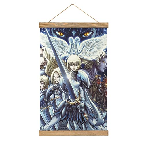 YBEL Claymore Anime Scroll-Poster Stoffbild Kunst Holz DIY Rahmen Hängende Druck Aufhänger für Raumdekoration Öl Leinwand Kit Geschenk von YBEL