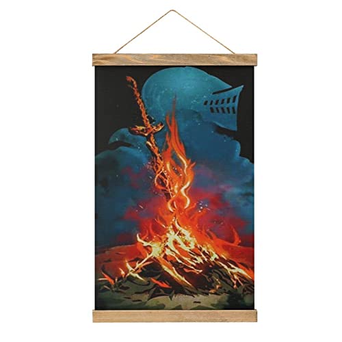 YBEL Game Dark Souls Scroll-Poster Stoffbild Kunst Holz DIY Rahmen Hängender Druck Aufhänger für Raumdekoration Öl Leinwand Kit Geschenk von YBEL
